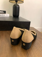 CC 25p Ballet Heel 50mm Black Beige Raffia