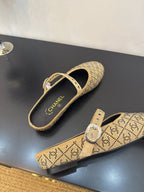 CC 25 Ballet Flats Mules Camel Brown Calfskin 331656