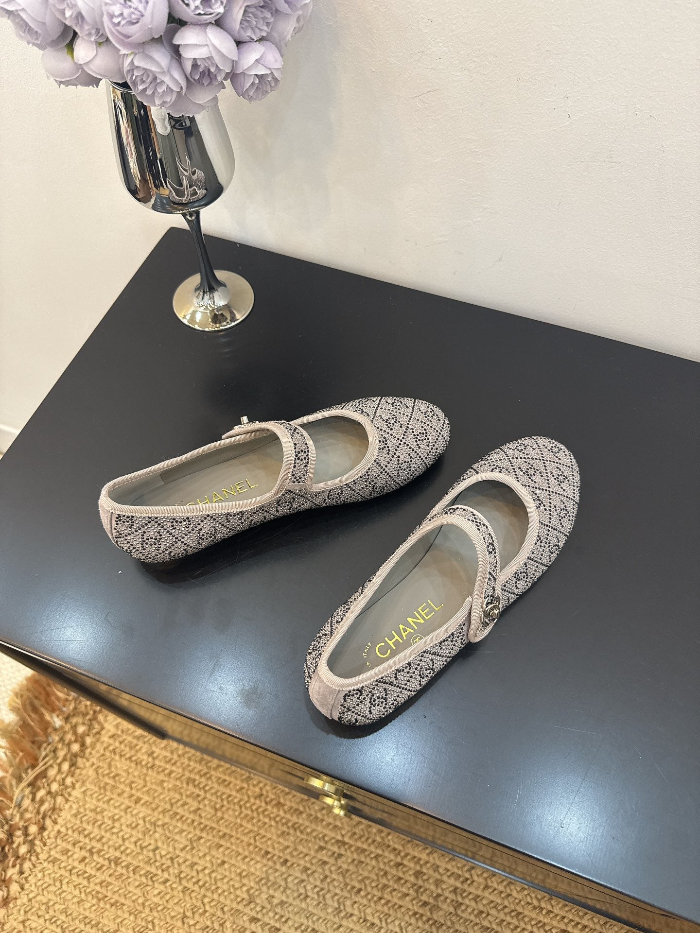 CC 25 Ballet Flats Grey Calfskin 331660