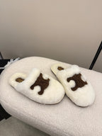 CL Elena Mule in Shearling 10mm White Brown Wool 435860