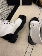 CC 2025 Lace-up Combat Boot White Leather 548114