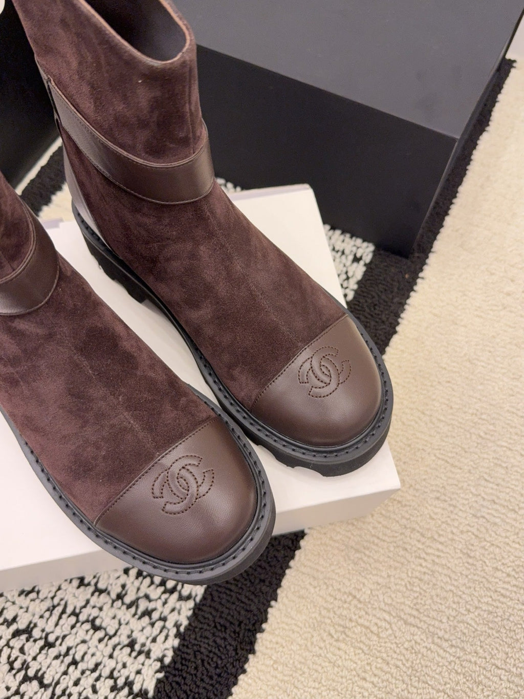 CC 26 Boot With Lug Sole Chocolate Black Suede Leather 588680