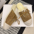 CC 26 Shearling Slip-on Loafer Tan White Suede Wool 588717