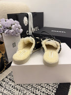 CC 26 Shearling Slip-on Loafer Black White Suede Wool 588718