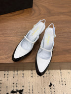 CC 26FW Slingback 7.5cm Black Grey Lambskin Patent Leather 676115