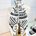 CC Square Scarf 90 CM In White Mix Black Silk  288727