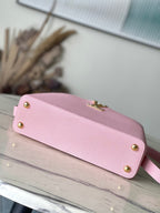 CAPUCINES EAST-WEST 33 IN BLUSH PINK CALFSKIN GOLD HARDWARE