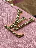 CAPUCINES EAST-WEST MINI 22 IN BLUSH PINK CALFSKIN GOLD HARDWARE