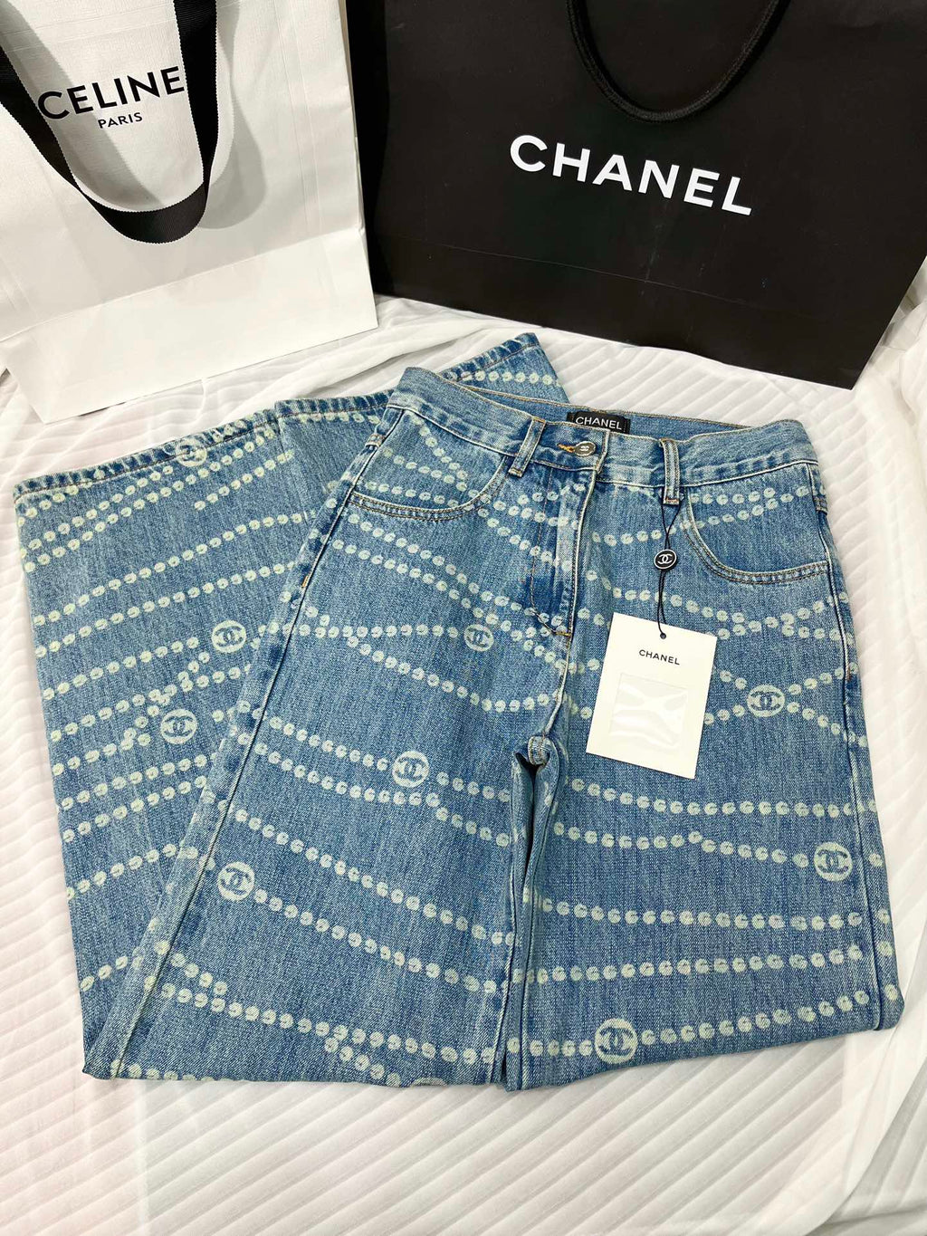 CC 25 Jean Printed Blue White Washed Denim