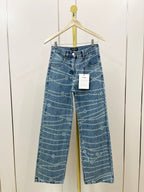 CC 25 Jean Printed Blue White Washed Denim