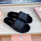 Miu Slipper Black Woven Raffia