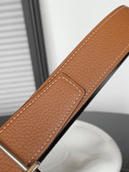 HM REVERSIBLE BLACK AND BRONZE BROWN LEATHER STRAP 32 MM SILVER HARDWARE
