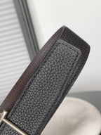 HM REVERSIBLE BLACK AND CHOCOLATE BROWN LEATHER STRAP 32 MM COPPER HARDWARE