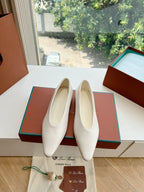 rebecca ballerina flat white calfskin
