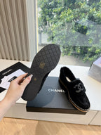 CC Moccasins Black Chain Suede And Fleece