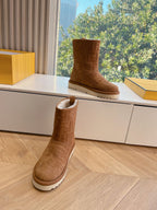 Fendi Apres Chic with FF chamois Boots Brown Suede 475234