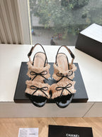 CC Sandals with bow tie Nude 7cm Lambskin 202867