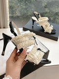 CC Sandals with bow tie Cream 7cm Lambskin  202868