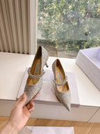 Jimmy Bing Pumps 65 with Crystals Sand Glitter Finish Fabric 547678