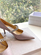 Jimmy Bing Pumps 65 with Crystals Muted Pink Glitter Fabric 547680