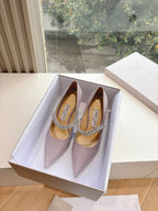 Jimmy Bing Pumps 85 with Crystals Muted Pink Glitter Fabric 547683