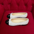 ballet flat black white quilted lambskin