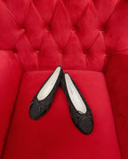 ballet flat black denim grosgrain