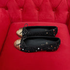 ballet flat black gold tweed metal calfskin