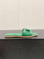 VLOGO CUT-OUT EMERALD GREEN CALFSKIN SLIDE SANDAL
