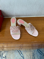 RC 25 Crystal Chandelier Sandals Pink Sheepskin 221961