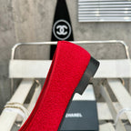 ballet flat red tweed black patent calfskin