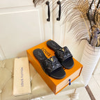 LV Neo Revival Flat Mule Black Lambskin