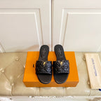 LV Neo Revival Flat Mule Black Lambskin