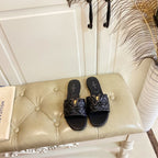 LV Neo Revival Flat Mule Black Lambskin
