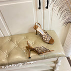 Jimmy Choo Saila Sandals 9cm Brown Sheepskin Suede 688232