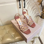 Jimmy Choo Saila Sandals 9cm Rust Sheepskin Suede 688235