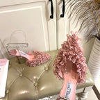 Jimmy Choo Saeda 100 Pink Lace Leather 688246