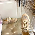 Jimmy Choo Sunny F Sneaker Beige Lace Leather 688247