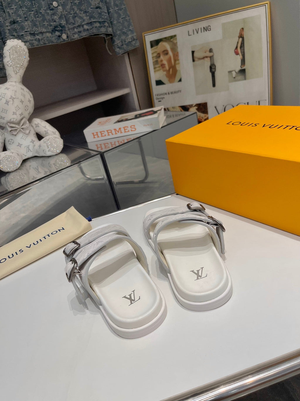LV Venice Mule White Suede Sheepskin 626701