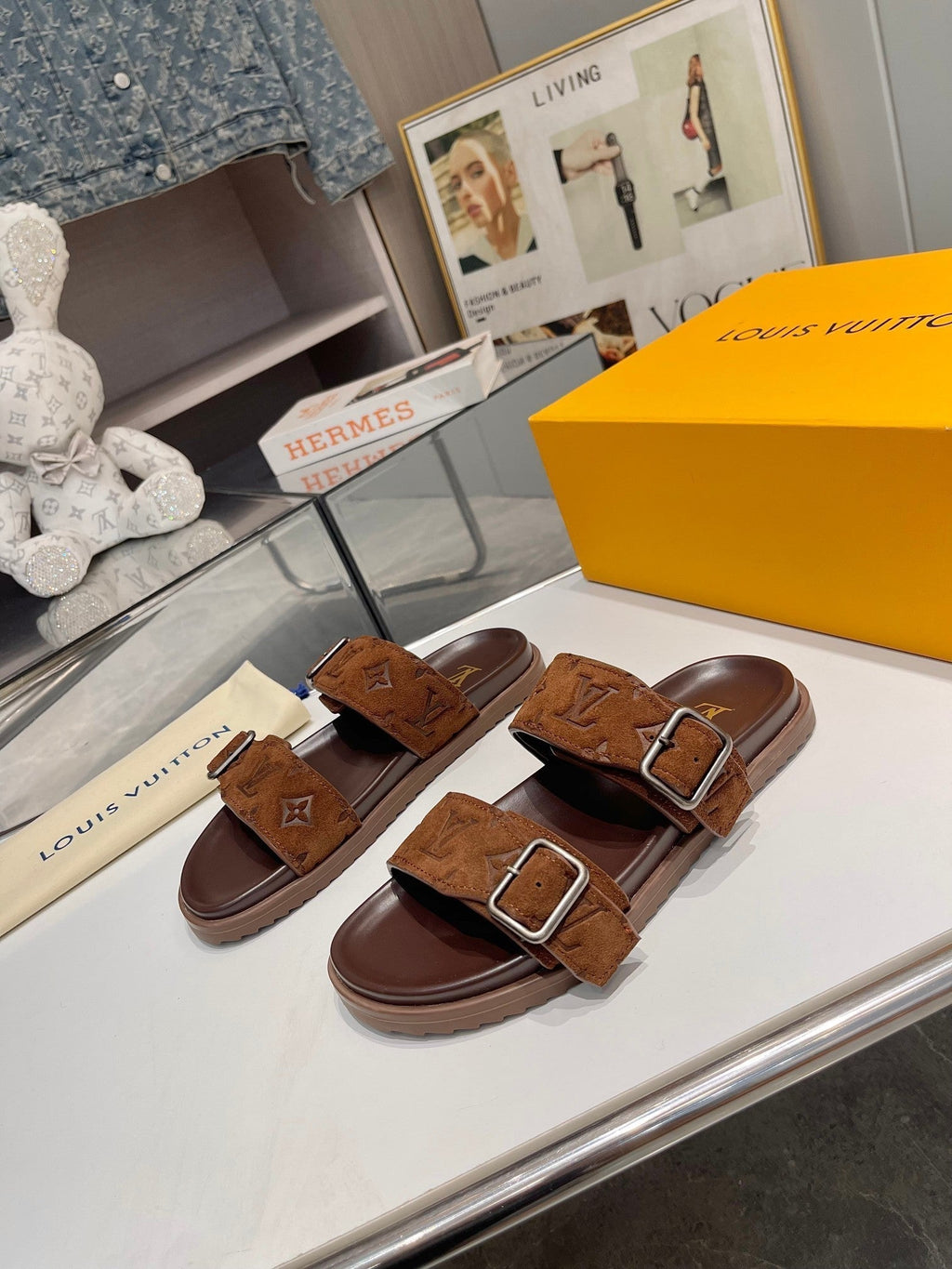 LV Venice Mule Dark Brown Suede Sheepskin 626703