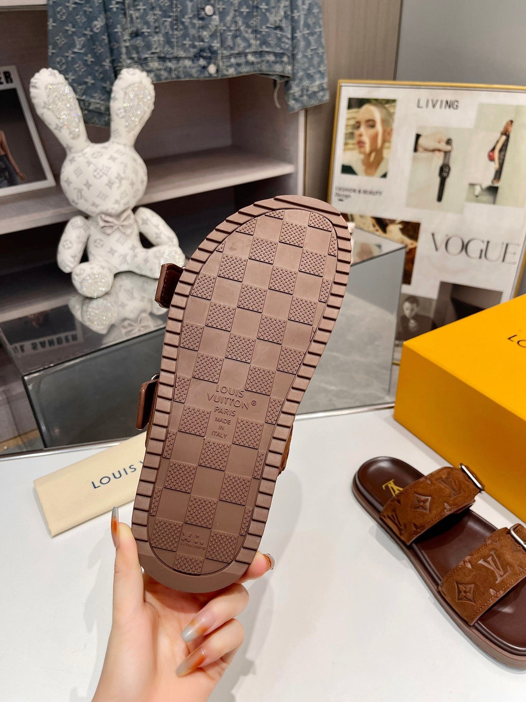 LV Venice Mule Dark Brown Suede Sheepskin 626703