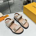LV Sunset Flat Comfort Sandal Beige Monogram Jacquard Calfskin Cotton 626705