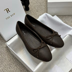 The Row Ballet Flats Bow Dark Brown Cowhide 290729