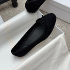The Row Ballet Flats Bow Black Suede 290734