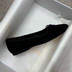 The Row Ballet Flats Bow Black Suede 290734