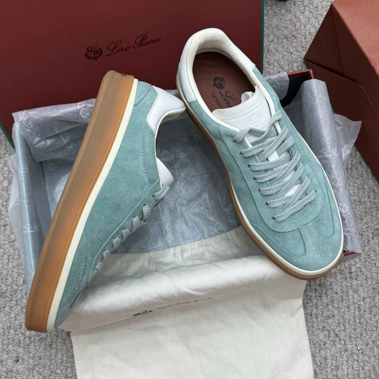 LP sneaker unisex style light aqua sheepskin mix suede 384720