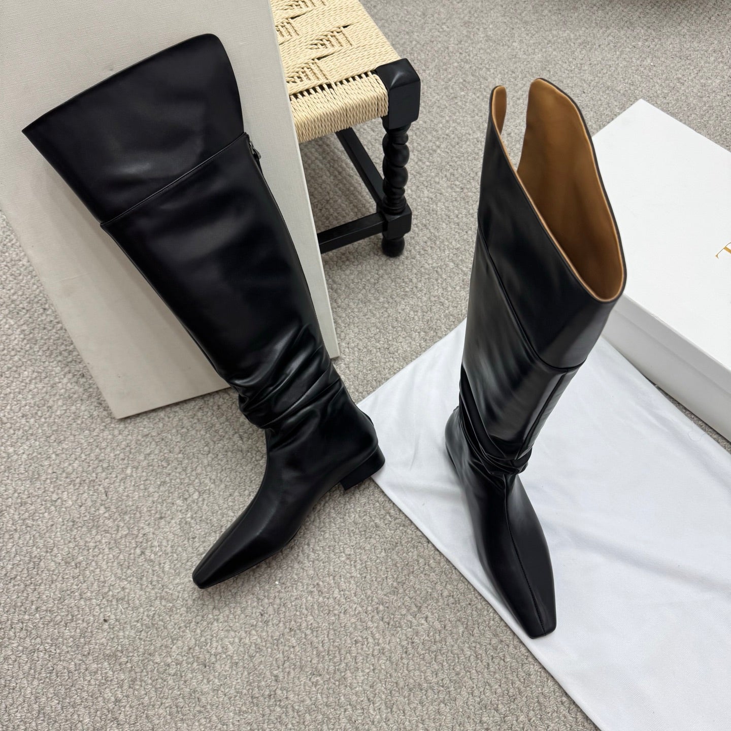 The Row Slouch Over-The-Knee Boots 35mm Black Calfskin 429128