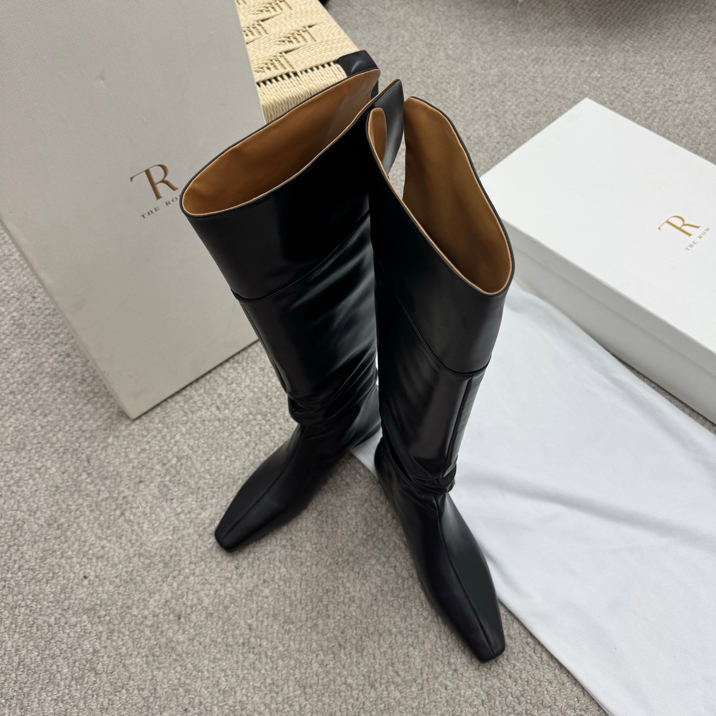 The Row Slouch Over-The-Knee Boots 35mm Black Calfskin 429128