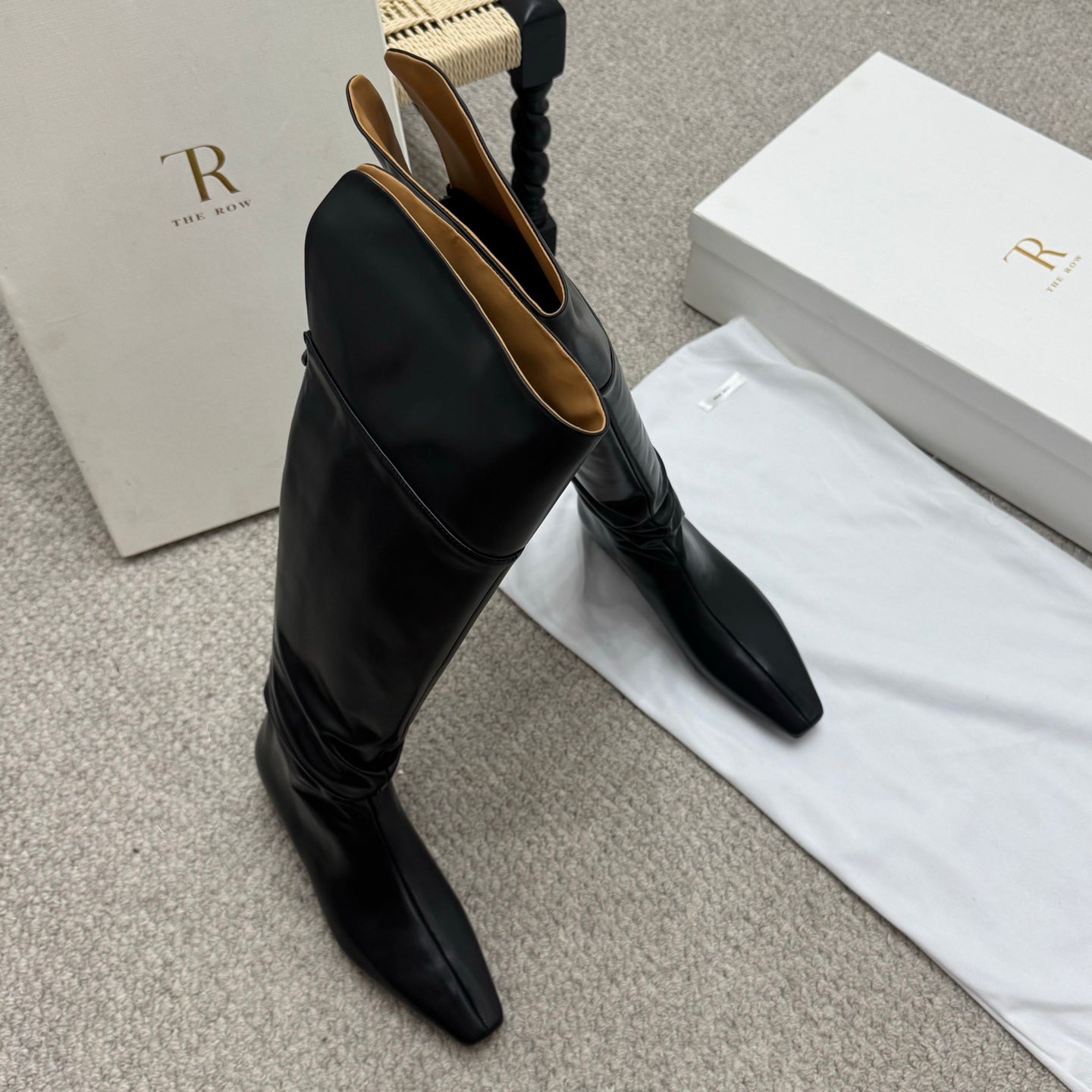 The Row Slouch Over-The-Knee Boots 35mm Black Calfskin 429128
