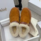 Chloe Nama Shearling-Lined Mule Brown Suede 523133